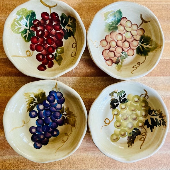 Tabletops Set of 4 Cabernet Olive Oil Dipping Bowls EUC - Picture 11 of 11